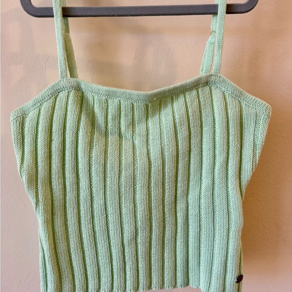 NWT Roxy Light Green Short Ribbed Knit Women's Top